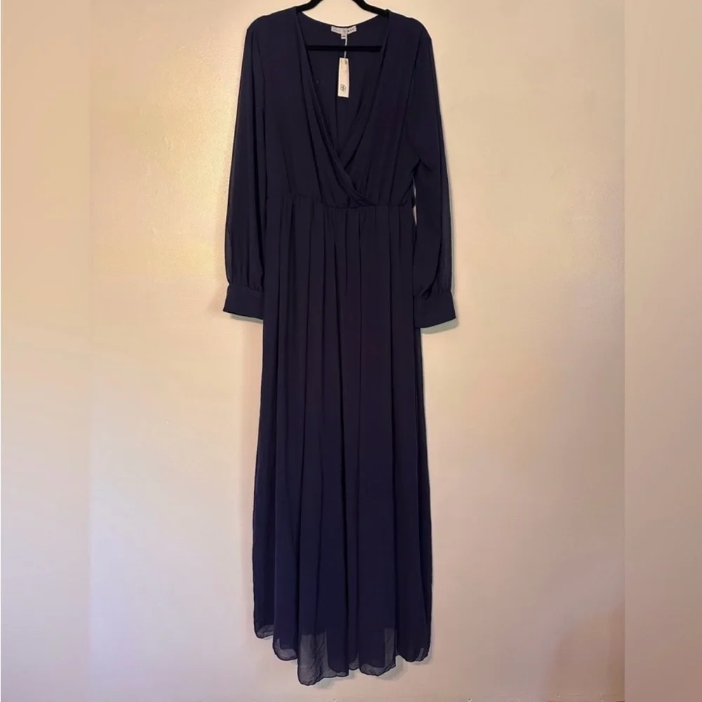 Baltic Born Lydia Navy Long Sheer Sleeve Maxi Dress Size XXXL - Picture 4 of 8